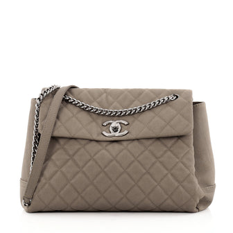 Chanel Lady Pearly Flap Bag Quilted Matte Caviar Large