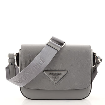 Prada Identity Flap Shoulder Bag Saffiano with City Calf Small