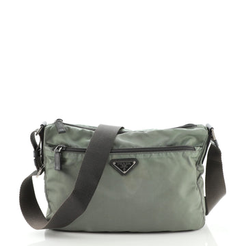 Prada Front Zip Messenger Bag Tessuto Medium