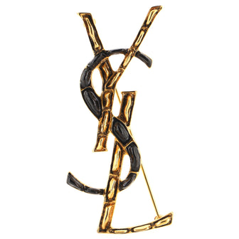 Saint Laurent Opyum YSL Brooch Textured Metal