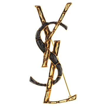 Saint Laurent Opyum YSL Brooch Textured Metal
