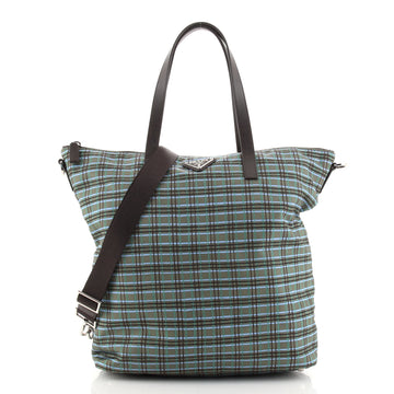 Prada Convertible Tote Printed Tessuto with Saffiano Large