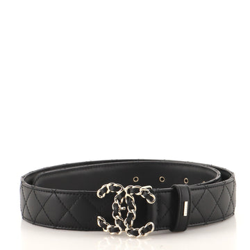 Chanel Woven Chain CC Buckle Belt Quilted Leather Medium
