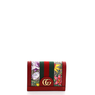 Gucci Ophidia Flap Card Case Flora GG Coated Canvas