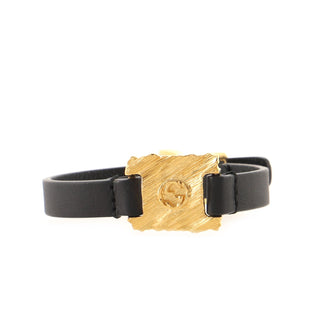 Gucci Interlocking G Bracelet Textured Metal and Leather