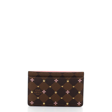 Louis Vuitton Card Holder Flower Printed Studded Damier