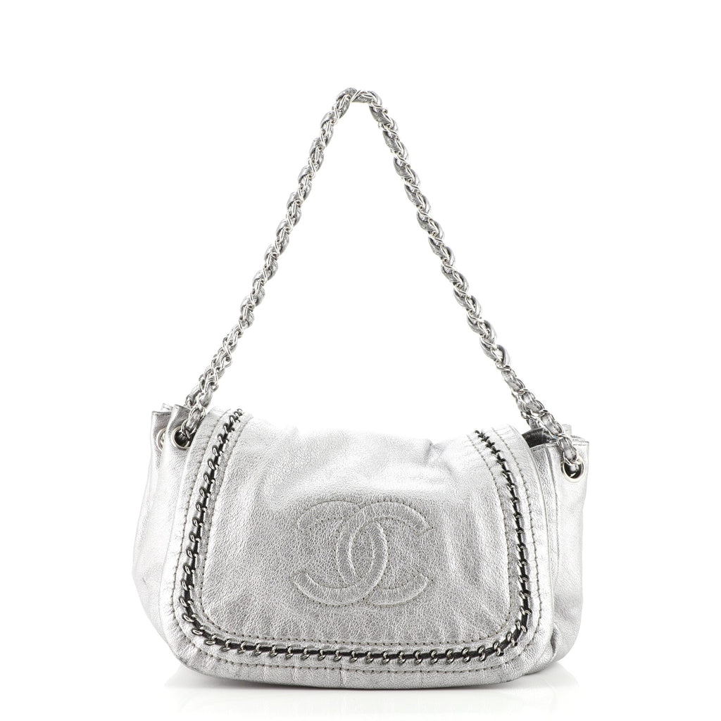 Chanel Luxe Ligne Accordion Flap Bag Leather Silver 1159961