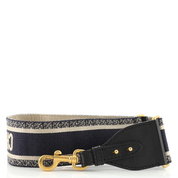 Christian Dior Logo Shoulder Strap Embroidered Canvas