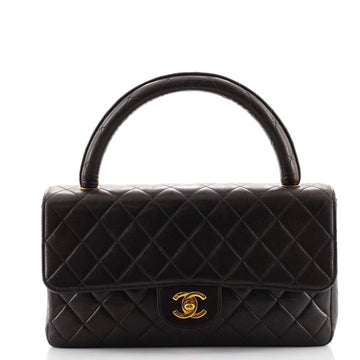 Chanel Vintage Twin Top Handle Flap Bag Quilted Lambskin Medium