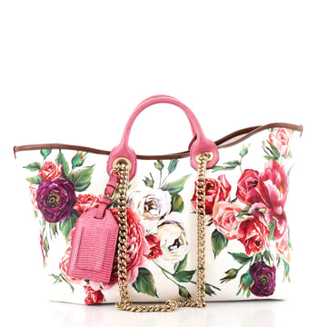 Dolce & Gabbana Capri Tote Printed Canvas with Lizard Embossed Leather Medium