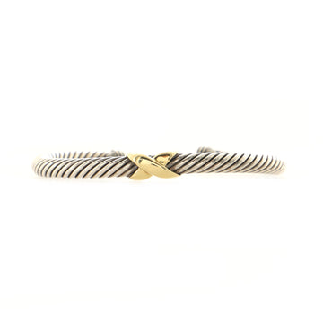 David Yurman X Cable Bracelet Sterling Silver with 14K Yellow Gold 5mm