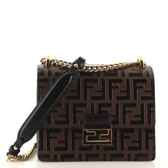 Fendi Kan U Shoulder Bag Zucca Embossed Leather Small