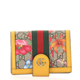 Gucci Ophidia Bifold Passport Case Flora GG Coated Canvas