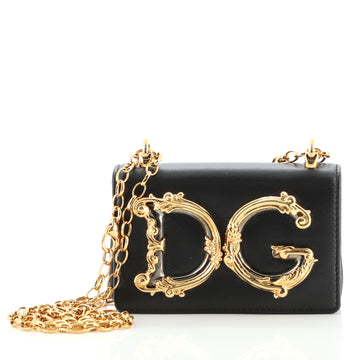 Dolce & Gabbana DG Girls Flap Bag Embellished Leather Micro
