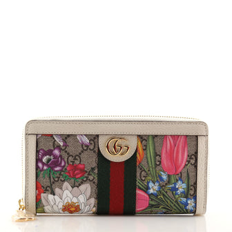 Gucci Ophidia Zip Around Wallet Flora GG Coated Canvas