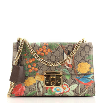 Gucci Padlock Shoulder Bag Tian Print GG Coated Canvas Medium