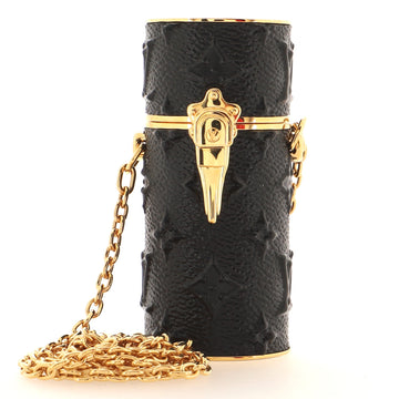 Louis Vuitton Lipstick Case on Chain Embossed Monogram Midnight Canvas