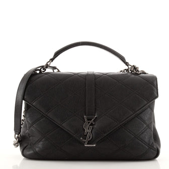 Saint Laurent Classic Monogram College Bag Quilted Leather Large