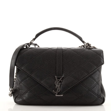 Saint Laurent Classic Monogram College Bag Quilted Leather Large
