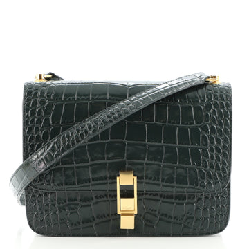Saint Laurent Carre Satchel Crocodile Embossed Leather Medium
