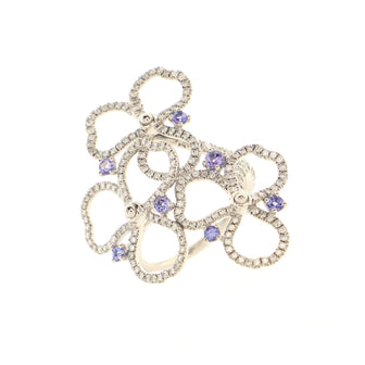 Tiffany & Co. Paper Flowers Open Ring Platinum with Diamonds and Tanzanites