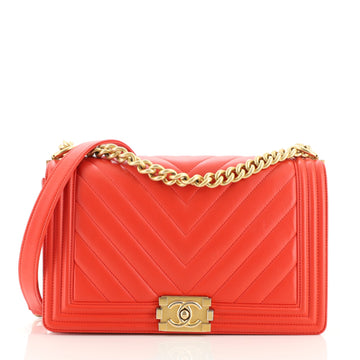 Chanel Boy Flap Bag Chevron Lambskin New Medium