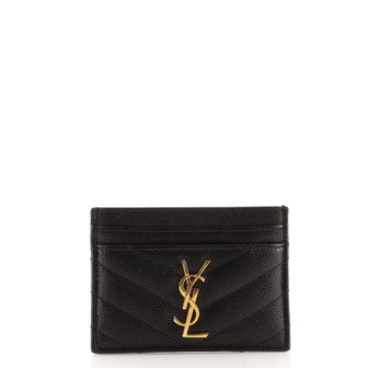 Saint Laurent Classic Monogram Card Holder Matelasse Chevron Leather