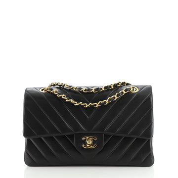 Chanel Vintage Classic Double Flap Bag Chevron Lambskin Medium