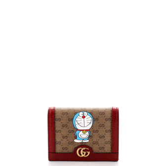 Gucci Doraemon Flap Card Case Printed Mini GG Coated Canvas