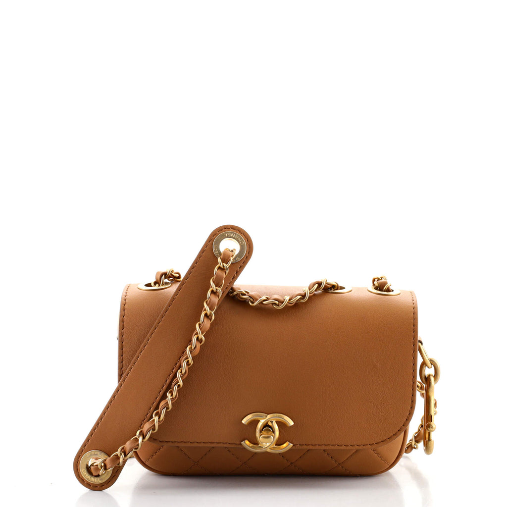 Mini flap bag & star coin purse, Mirror calfskin, metallic calfskin &  gold-tone metal, light purple — Fashion