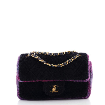 Chanel CC Flap Bag Quilted Shearling and Tweed Medium