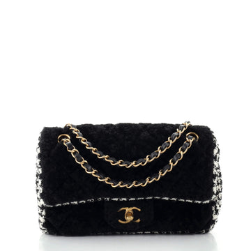 Chanel CC Flap Bag Quilted Shearling and Tweed Medium