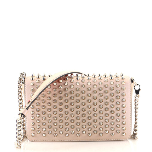 Christian Louboutin Zoompouch Crossbody Bag Spiked Leather Neutral