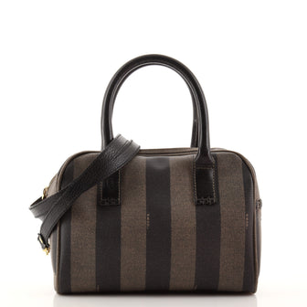 Fendi Vintage Pequin Convertible Boston Bag Coated Canvas Medium