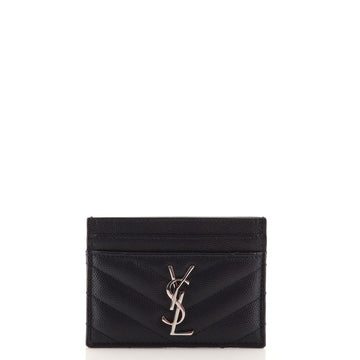 Saint Laurent Classic Monogram Card Holder Matelasse Chevron Leather