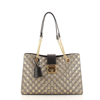Gucci Padlock Chain Tote Printed GG Coated Canvas Medium