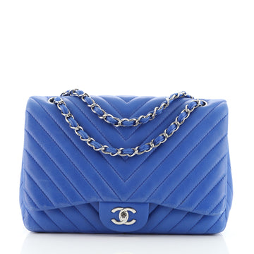 Chanel Classic Single Flap Bag Chevron Lambskin Jumbo