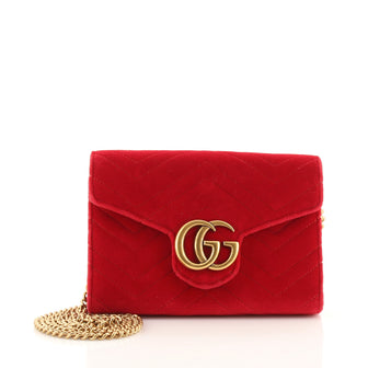 Gucci GG Marmont Chain Wallet Matelasse Velvet Mini