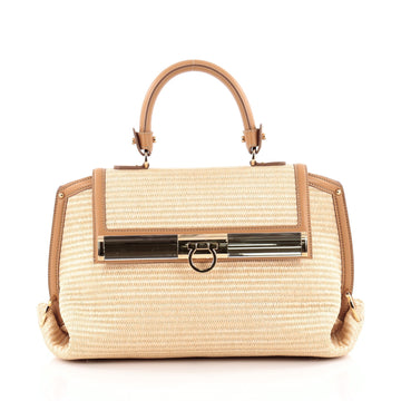 Salvatore Ferragamo Sofia Satchel Straw Medium