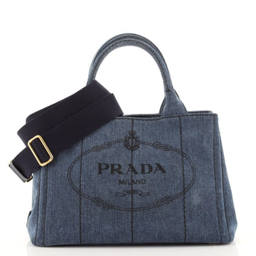 Prada Canapa Convertible Tote Denim Mini