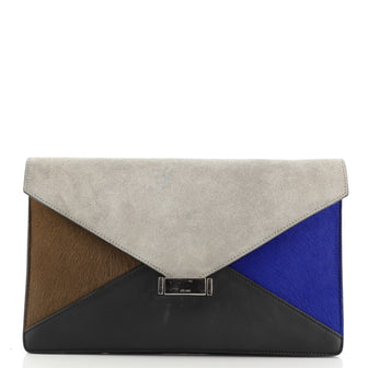 Celine Diamond Clutch Suede and Pony Hair with Leather Medium