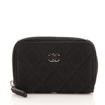 Chanel CC Zip Coin Purse Quilted Matte Caviar Small
