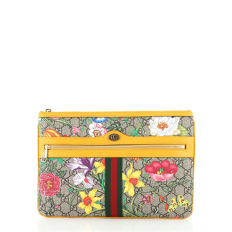 Gucci Ophidia Zip Pouch Flora GG Coated Canvas Large