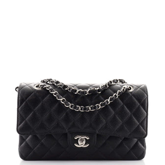 Chanel Classic Double Flap Bag Quilted Caviar Medium