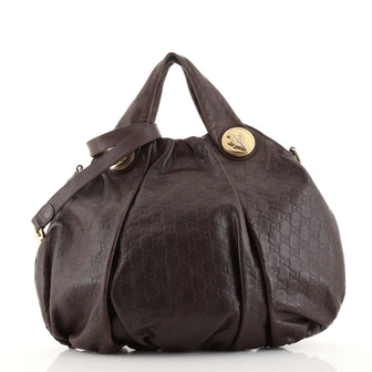 Gucci Hysteria Convertible Top Handle Bag Guccissima Leather Large