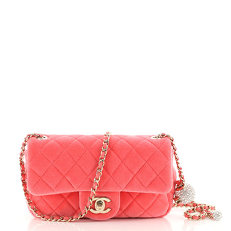 Chanel Pearl Crush Flap Bag Quilted Velvet with Crystal Detail Mini