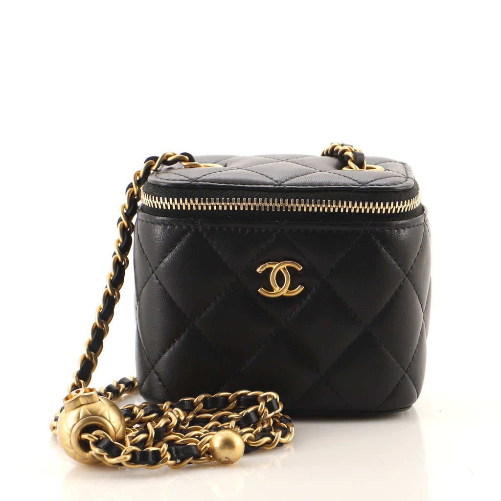 Chanel Pearl Crush Vanity Case with Chain Quilted Lambskin Mini Black  1168311