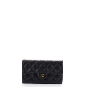 Chanel L-Flap Wallet Quilted Caviar Long