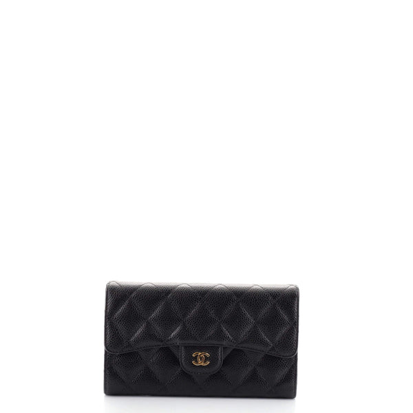 CHANEL Caviar Leather Long Flap Wallet (with Add-on Chain) – LA