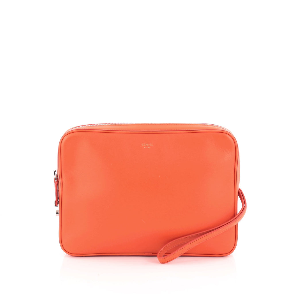 Buy Celine Side Lock Dragonne Pouch Leather Orange 1169401